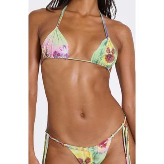 Jaded London Melona Raw Edge Triangle Bikini Top in Green at Nordstrom, Size 12