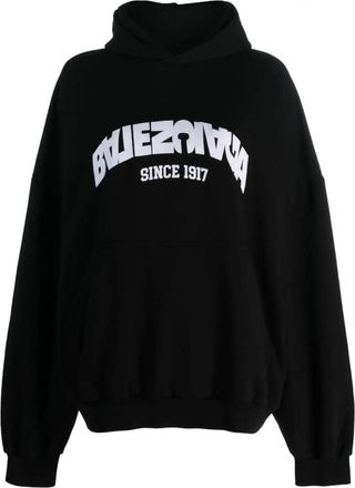 Balenciaga Mens Back Flip Round Hoodie in Black Cotton - Size X-Small