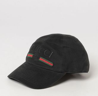 Gucci Cappello da baseball in cotone a righe bicolor con logo ricamato