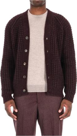 Roberto Collina Alpaca Cardigan Sweaters in Bordeaux - Heren - Vesten - Rood - M - Wol - Truien & Vesten