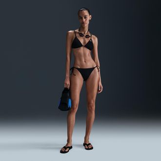 Nike Womens Swim Effortless Essential Tie String Bikini Bottom in Black | NESSF245-001