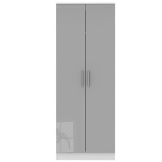 Welcome Furniture Copenhagen Ready Assembled Wardrobe with 2 Doors - Grey Matt & White - Welcome Furniture | TJ Hughes