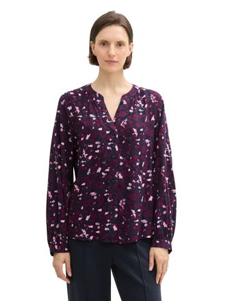 Tom Tailor Klassische Bluse TOM TAILOR, Damen, Gr. 34, rosa (berry autumn floral design), Obermaterial: 100% Viskose, mit Knopf,&Auml;rmel mit &Auml;rmelschlitz, Blusen Kl