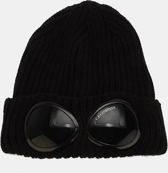C.P. Company Mens Extrafine Merino Wool Goggle Beanie - Black - Size: ONE size