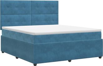 vidaXL Cama Box Spring Con Colch&oacute;n Azul 140 X 190 Cm Terciopelo Vidaxl