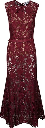 Self Portrait Guipure Lace Fitted Midi Dress