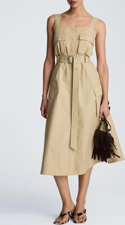 Kenneth Cole Belted Cargo Midi Dress in Safari Tan at Nordstrom, Size 14