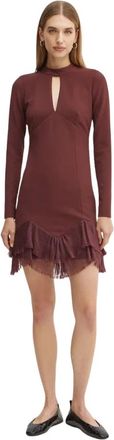 Twinset Abito Corto in Tulle Pliss&eacute; - - Dresses - Donna - Marrone - S