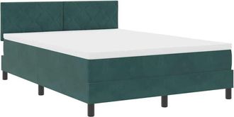 vidaXL Vidaxl - Cama Tipo Box Spring Verde Oscuro 140 X 190 Cm Terciopelo