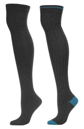 MeMoi Tipped Assorted 2-Pack Over the Knee Socks in Gray Heather at Nordstrom