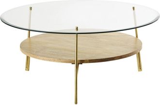 Maisons du monde Mesa de centro redonda de vidrio templado y mango macizo D.80