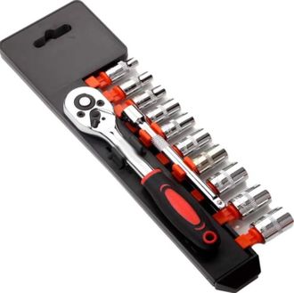 OEM Juego De 12 Piezas Que Incluye Una Llave De Carraca De 6,35 Mm, Una Llave De Vaso Y Un Juego De Herramientas Para M&aacute;quinas, Con Mangos De Carraca Reve