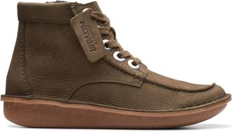 Clarks Funny Cedar Enkellaarsjes - Dames - Veterlaarzen - Groen - 36 EU - Leer - Schoenen