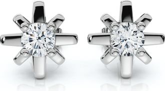 Pompeii3 1/3Ct Diamond Starburst Diamond Studs 14k Gold Lab Grown Earrings 1/3 Wide