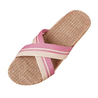 Generic Summer Women Slippers Flax Indoor Bedroom Spring Autumn Ladies Footwear Unisex Lovers Flat Home Shoes (4.5)