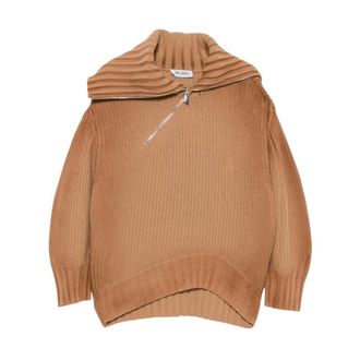 The Attico Felpa Girocollo con Zip - - Knitwear - Donna - Beige - M