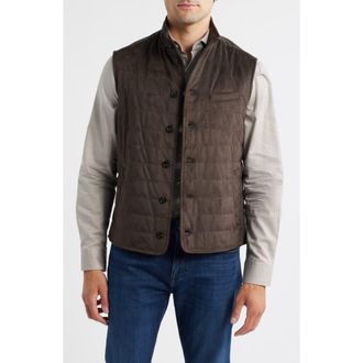 Johnnie-O Corde Quilted Faux Suede Vest in Coffee at Nordstrom, Size Large