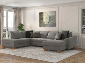 Sit&more Wohnlandschaft »Dundee U-Form« mit Federkern und Massivholzfüssen, wahlweise mit Kopfteilverstellung