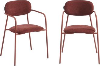 Pantone Lote de 2 sillas de tela y patas de metal terracota