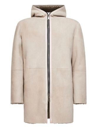 Tagliatore hooded shearling coat - Neutrals
