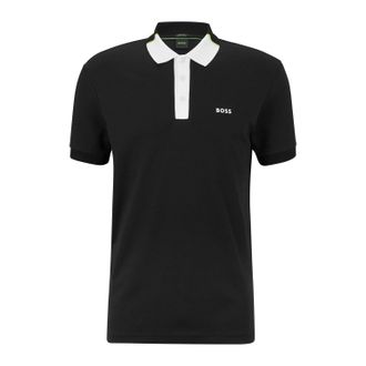 HUGO BOSS Mens Paddy 3 Polo Shirt in Black Cotton - Size Medium