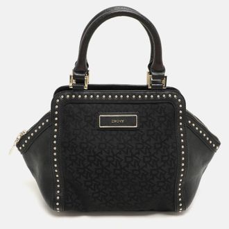 DKNY Dkny Donna Karan Black Canvas And Leather Satchel
