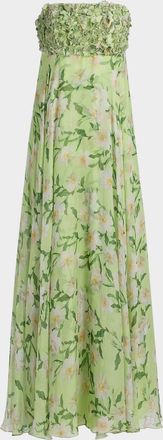 Sachin & Babi Ames Floral Embellished Strapless Gown