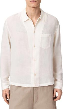 AllSaints Bale Cotton & Lyocell Button-Up Shirt in Ecru White at Nordstrom, Size Xx-Large