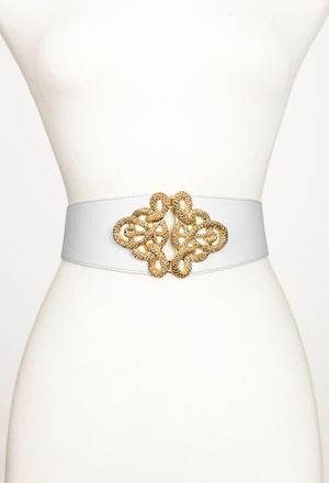 Raina Christian Corset Leather Belt in White at Nordstrom, Size Small/medium