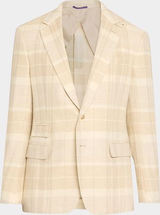 Ralph Lauren Kent Plaid Silk-Linen-Cashmere Single-Breasted Sport Coat