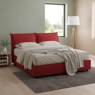 Dmora Dmora - Cama Matrimonial Dmircol, Cama Contenedor Con Revestimiento De Tela, 100% Made In Italy, Apertura Frontal, Con Colch&oacute;n Cm 140x200 Incluido, Ro