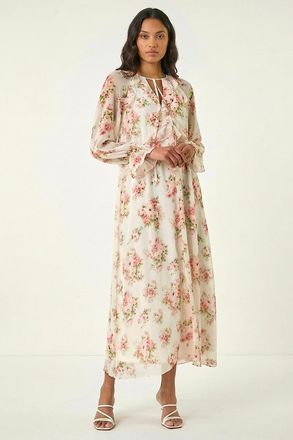 Roman Floral Frill Midi Dress