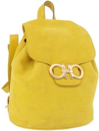 Ferragamo Pre-owned Backpack - unisex - Vintage Rugzakken - Geel - ONE Size - Su&egrave;de - Vintage