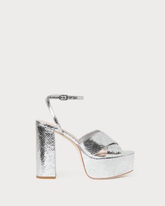 Loeffler Randall Womens Loretta Snake Platform Sandal In Silver