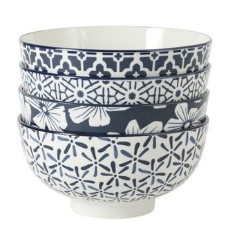 Gibson Home Castle Way Stoneware Serving Bowl Set in Blue/white at Nordstrom