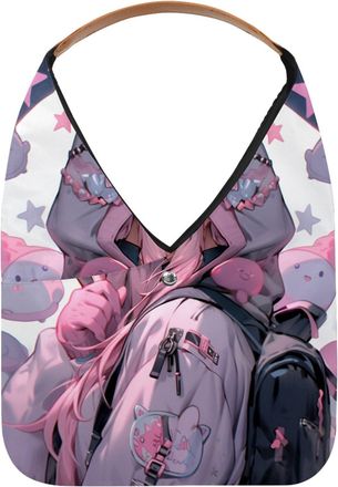 Generic Flamingo Girl Reusable Lightweight Grocery Bags - Foldable Into Compact Pouch, Washable & Sturdy, Multipurpose for Shopping and Travel