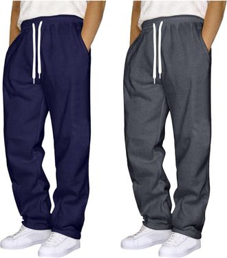 Generic 1/2/3 Pack Joggers for Men UK Tracksuit Jogging Bottoms Straight Leg Open Hem Joggers Uncuffed Elastic Waist Drawstring Sweatpants Workout Gym Track P