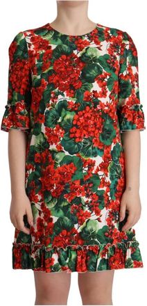 Dolce & Gabbana Elegante Bloemen Mini Jurk - Dames - Korte kleedjes - Veelkleurig - L - Kleedjes
