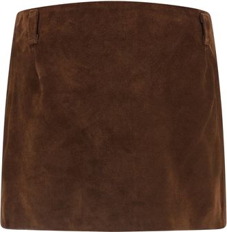 Marni Suede & Leather Contrast Skirt - Brown