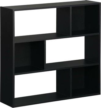 Sweeek Sweeek - 3-shelf bookcase with 6 compartments, Pieter, Black, 83x23x80 cm