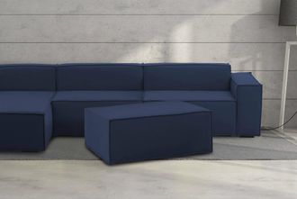 Talamo Italia Talamo Italia - Puff Antonella, Otomana De La Sala De Estar, 100% Made In Italy, Sill&oacute;n Relax En Tela Tapizada, Cm 100x70h43, Azul, Con Embalaje Refor