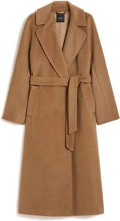 Max Mara Elenia 015 Lange Wikkeljas - Dames - Jas met riem - Bruin - XL - Wol - Jassen