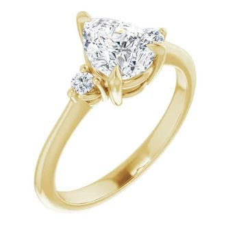 Pompeii3 1 1/4Ct Pear Shape Lab Grown Diamond Engagement Ring White Yellow or Rose Gold