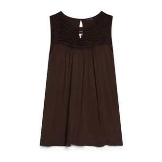 Fiorella Rubino Kantentop - Dames - Tops zonder mouwen - Bruin - S - Polyester - Tops