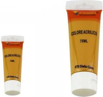 Trade Shop Trade Shop - Set 6 Pz Pittura Acrilica Vernice Confezione Colore Giallo Ocra Tubo 75 Ml 07506
