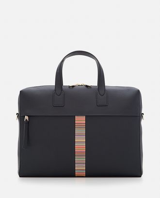 Paul Smith Black Leather Signature Stripe Trim Folio
