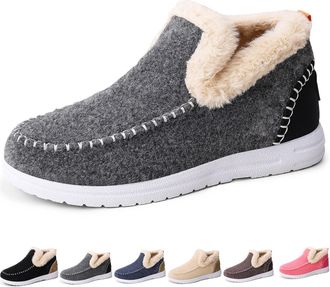 Generic Cozy Orthopedic Fleece Slip-On Boots, Winter Warm Plush Lined Non-Slip Comfort Shoes, for Men and Women (Gray,11.5)