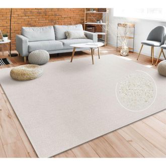 Paco Home Tappeto Pelo Corto Lavabile, Monocolore Semplice e Moderno, div. misure e colori ø 200 cm tondo, Crema - Paco Home