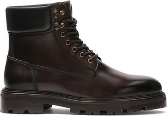 Kazar Bruine laarzen op trepzool - Heren - Veterlaarzen - Bruin - 42 EU - Leer - Schoenen
