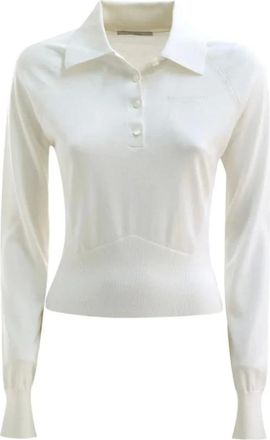 Givenchy Tops, Dames, Wit, M, Katoen, Polo van katoen en zijde